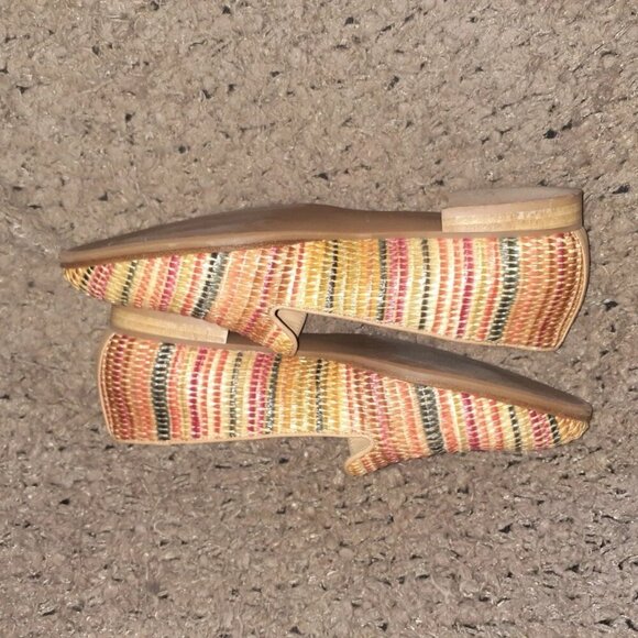 MATTEO BERTONI-Italy-Superb Multicolor Glazed Straw/Leather Flat-Sz 37-Excellent - Picture 6 of 8